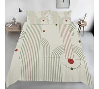 Abstract Geometry Duvet Cover Double Size, Art Deco Print Bedding Set, Soft Microfiber Mid Century Comforter Cover with 2 Pillowcases, with Zipper Closure & Corner Ties G125s