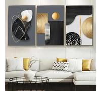 Abstract Geometry gray gold Beautiful Marble Posters Prints Wall Art Simple Luxury Canvas Painting Picture Living Room Home Decor 50x70cmx3 Unframed