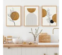 Abstract Geometry Line Sun Plant Leaf Posters Prints Wall Art Modern Minimalist Canvas Painting Picture Living Room Home Decor 40x60cmx3 Unframed