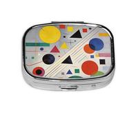 Abstract Geometry Print Pill Box, Compact Pill Organizer with Full-Print Design for Travel and Daily Use