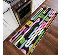 Abstract Geometry Runner Rug for Hallway, Colorful Stripe Runner Rugs Soft Low Pile Non Slip Easy to Clean Washable Mat for Entryway Kitchen Bedroom Living Room Home Decor, 60x120cm Rf5V37a
