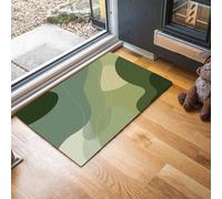 Abstract Geometry Washable Door Mats, 40 x 60 cm Indoor Non-slip Floor Mat, Minimalist Lines Inside Front Door Mats,Absorbent Low Profile Mat for Bedroom,Garden,Hall Entryway, Olive Green