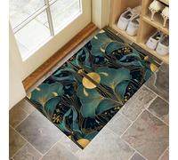 Abstract Ginkgo Leaf Doormat - Inside And Outside Welcome Mat, Green Indoor Front Doormat With Non-Slip Backing, Heavy Duty Entrance Mat, 45 X 75 Cm Art Deco