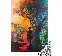Abstract Girl Walking 1000 Pc Thickened Paper Puzzle Grown-Ups Relaxation Hobby Easy Store Engaging Teaser 70x50cm/1000pcs