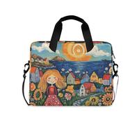 Abstract Girl With Leaves Laptop Sleeve Case Soft Computer Case Crossbody Bags for Work Journey with Strap Handle, 13 14 15.6 inch