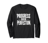 Abstract Glitch Typography Progress Over Perfection Long Sleeve T-Shirt