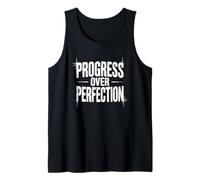 Abstract Glitch Typography Progress Over Perfection Tank Top