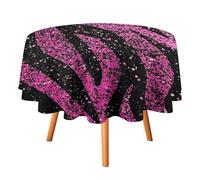 Abstract Glitter Leopard Print Table Cloths Round 36 Inch Tablecloths,Rustic High Heels Makeup Design Pink Theme Leopard Print Tablecloths Washable Table Cover
