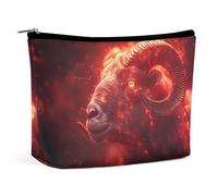 Abstract Goat Large Capacity Makeup Bag,Organizer Travel Toiletry Leather Bag for Women Man,Portable Cosmetic Bag Zipper Pouch