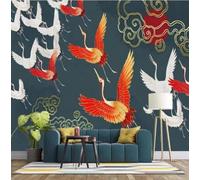 Abstract Gold Clouds Sunrise Flying Birds 3D Wallpaper Premium Textured Silk Study Dining Living Room Bedroom Sofa TV Wall Easy Install-150cm×105cm