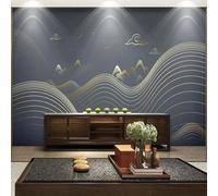 Abstract Gold Geometric Lines Mountains Modern 3D Wallpaper Premium Textured Silk Neutral Tones Material Ideal for Living Room Bedroom-400cm×280cm