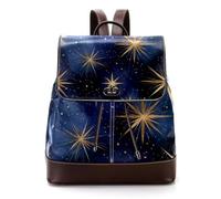 Abstract Gold Star Pattern Women Backpack, Small Travel Flap Rucksack Handbag Causal Daypack for Ladies Girls
