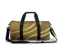 Abstract Golden Curved Lines Texture Travel Gym Bag for Women Men Cylindrical Duffle Bag Sport Workout Bag with Shoulder Strap