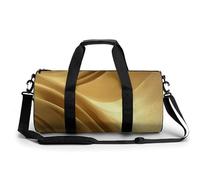 Abstract Golden Curved Lines Travel Gym Bag for Women Men Cylindrical Duffle Bag Sport Workout Bag with Shoulder Strap