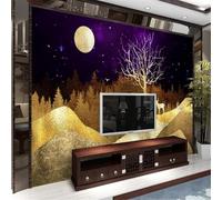 Abstract Golden Mountain Forest Elk Starry Sky 3D Wallpaper Luxury Silk Study Dining Feature Sofa Grey Bedroom Living Room Tv Decorative Wall-150cm×105cm