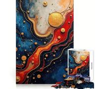 Abstract Golden Orbs And Flowing Colors V Teenagers 1000 Pieces Puzzle Serene Game Thick Material Pattern Assemble Night Activity (38x52cm)