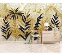 Abstract Golden Plants Leaves Flying Birds 3D Wallpaper Luxury Home Dining Decor Paste Sofa Living Room The Wall for Bedroom Mural-430cm×300cm
