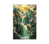 Abstract Golden Tree of Harmony Canvas Poster Art Print Dreamy Sun And Mountains Landscape Wall Art Decor For Bedroom & Home Office Aesthetic Wall Decor (2)