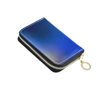 Abstract Gradient Blurred Blue Wallet Women Leather 9 Credit Card Slots & 2 Cash Slots Zip Around Zipper Travel Wallet with Key Ring