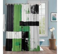 Abstract Graffiti Shower Curtain with 12 Hooks Green Black Urban Street Art Waterproof Fabric Shower Curtains Sets for Bathroom Bath Decorations, Machine Washable, 60"x72"