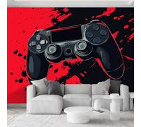 Abstract Graffiti Wallpaper Home Decor 200W x 140H cm, Sci-Fi Art Gaming Controller Non-Woven Photo Mural for TV Backdrop, Living Room Bedroom Children's Room - Cherry Red Modern Wall Art Paper Poster