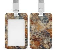 Abstract Granite Badge Holder Hard Plastic Card Case Protector Pouch Name Key Card Holder Case for Office ID Credit Cards and Proximity Key Cards