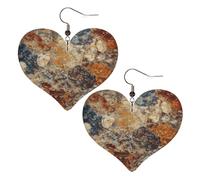 Abstract Granite Leather Earrings for Women Heart Earrings Lightweight Dangle Drop Earrings Cute Jewelry Gift