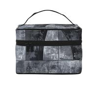 Abstract Gray Printed Makeup Bag Travel Cosmetic Bags for Women Cosmetic Storage Bag Zipper Toiletry Bag Organizer with Handle