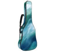 Abstract Green and Blue Water Ocean Wave Padded Guitar Bag, Protective Acoustic Guitar Cover Gig Bag for Electric Bass Classical Guitar