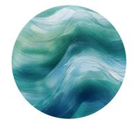 Abstract Green and Blue Water Ocean Wave Round Mouse Pad, Mousepad with Non-Slip Rubber Base, Computer Gaming Pads for Wireless Mouse, Easy Gliding
