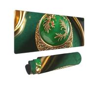 Abstract Green Jade Gold Luxury Gaming Mouse Pad Extended XXL Mouse Mat with Stitched Edges Non-Slip Long Desk Pad 12x31.5in Large Desk Mat for Keyboard Home Office Gaming Work