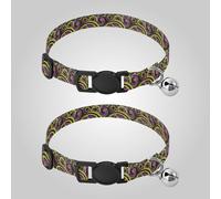 Abstract Green Purple Circles Small Breed Dog Collar Release Buckle Dog Collar for Girls and Boys Set of 2