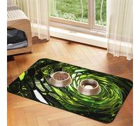 Abstract Green Snake Dog Food Mats for Floors, 16x24 Inch Non-Slip Super Absorbent Pet Food Mat, Dishwasher Dog Mat for Food and Water, Cute Rubber Quick Dry Pet Feeding Mat for Dogs Puppy Cats