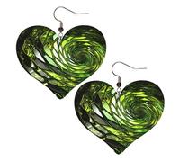 Abstract Green Snake Leather Earrings for Women Heart Earrings Lightweight Dangle Drop Earrings Cute Jewelry Gift, One Size, No Gemstone