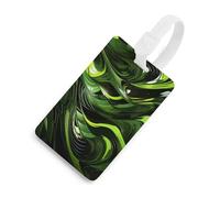 Abstract Green Snake Luggage Tag Cute Unique Travel Bag Tag Personalized Luggage Tag ID Label Address Card and Durable Round Ring Travels Gift Airport Essentials White-Style