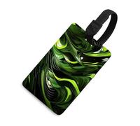 Abstract Green Snake Luggage Tag Cute Unique Travel Bag Tag Personalized Luggage Tag ID Label Address Card and Durable Round Ring Travels Gift Airport Essentials Black-Style