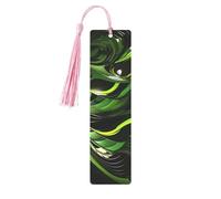 Abstract Green Snake Metal Bookmarks with Tassel,Cool Book Markers for Reading Women, Men,Aluminum Hanging Ornament Fancy Handmade Craft Reading Accessories Gift for Book Lovers M