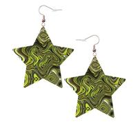 Abstract Green Snake Printed Leather Pierced Earring Set, 1 Pair Lightweight Bohemian Earrings Birthday Party Jewelry Gifts For Women