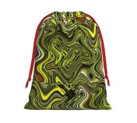 Abstract Green Snake Printing Soft Drawstring Gift Bag With Red Ribbon Durable For Christmas Halloween For Adults Gifting
