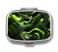 Abstract Green Snake Travel Pill Organizer - Daily Pill Box to Hold Vitamins, Portable Pill Case Cod Liver Oil Storage Box with 2 Compartment for Pocket Purse