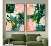 Abstract Green Wall Art Abstract Minimalist Painting Color Block Posters Pink Green Orange Wall Art Colorful Abstract Art Prints Green Pastel Art Pastel Watercolor Prints for Home 16x24inch No Frame
