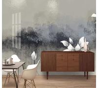 Abstract Grey Hand Drawn Lotus Art 3D Wallpaper Easy Install Feature Office Living Room Sofa Bedroom TV Background Wall Decoration-300cm×210cm