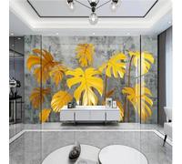 Abstract Grey Three Dimensional Gold Leaves 3D Wallpaper Easy Install Feature Office Living Room Sofa Bedroom TV Background Wall Decoration-400cm×280cm