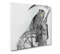 Abstract Grin Reaper by Banksy Canvas Print | Gallery Wrapped 30mm Frame Wall Art | 20x20 inches | Ready to Hang | Abstract Picture | Living Room Bedroom Lounge Office