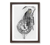 Abstract Grin Reaper by Banksy Framed Print | A2 Walnut Framed Wall Art | Ready to Hang | Abstract Fantasy Picture | Living Room Bedroom Lounge Office