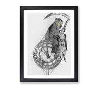Abstract Grin Reaper By Banksy Modern Framed Print | A2 Black Framed Wall Art | Ready to Hang | Abstract Fantasy Picture | Living Room Bedroom Lounge Office