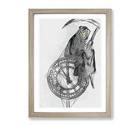 Abstract Grin Reaper By Banksy Modern Framed Print | A2 Oak Framed Wall Art | Ready to Hang | Abstract Fantasy Picture | Living Room Bedroom Lounge Office