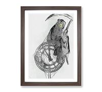 Abstract Grin Reaper By Banksy Modern Framed Print | A3 Walnut Framed Wall Art | Ready to Hang | Abstract Fantasy Picture | Living Room Bedroom Lounge Office