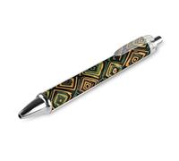 Abstract Grunge Pattern Folk Retractable Ballpoint Pen Black Ink Ball Point Pen Work Pens 4 PCS