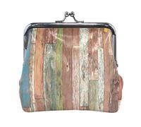 Abstract Grunge Wooden Texture Background Brown Pattern Women Leather Mini Buckle Coin Purse, Clasp Kiss Lock Closure Card Key Change Wallet for Women Girls Men Girl